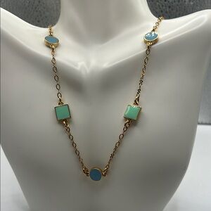 Tory Burch Gold and Blue Necklace with Elegant Design